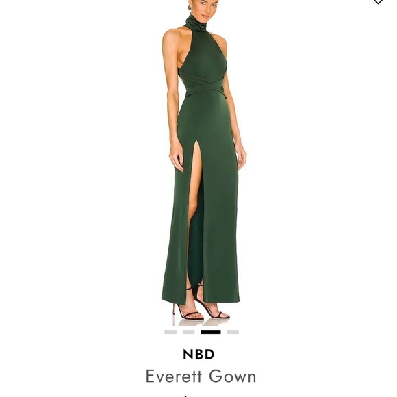 NBD Green Halter Maxi Gown with Slit